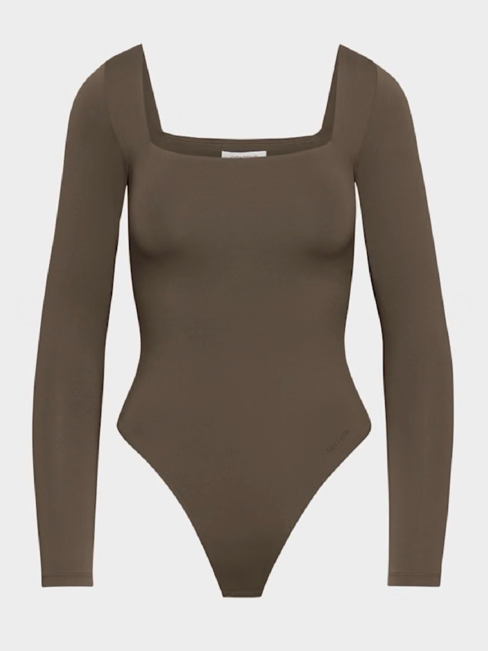 Babaton Mocha Brown Square-Neck Long-Sleeve Bodysuit